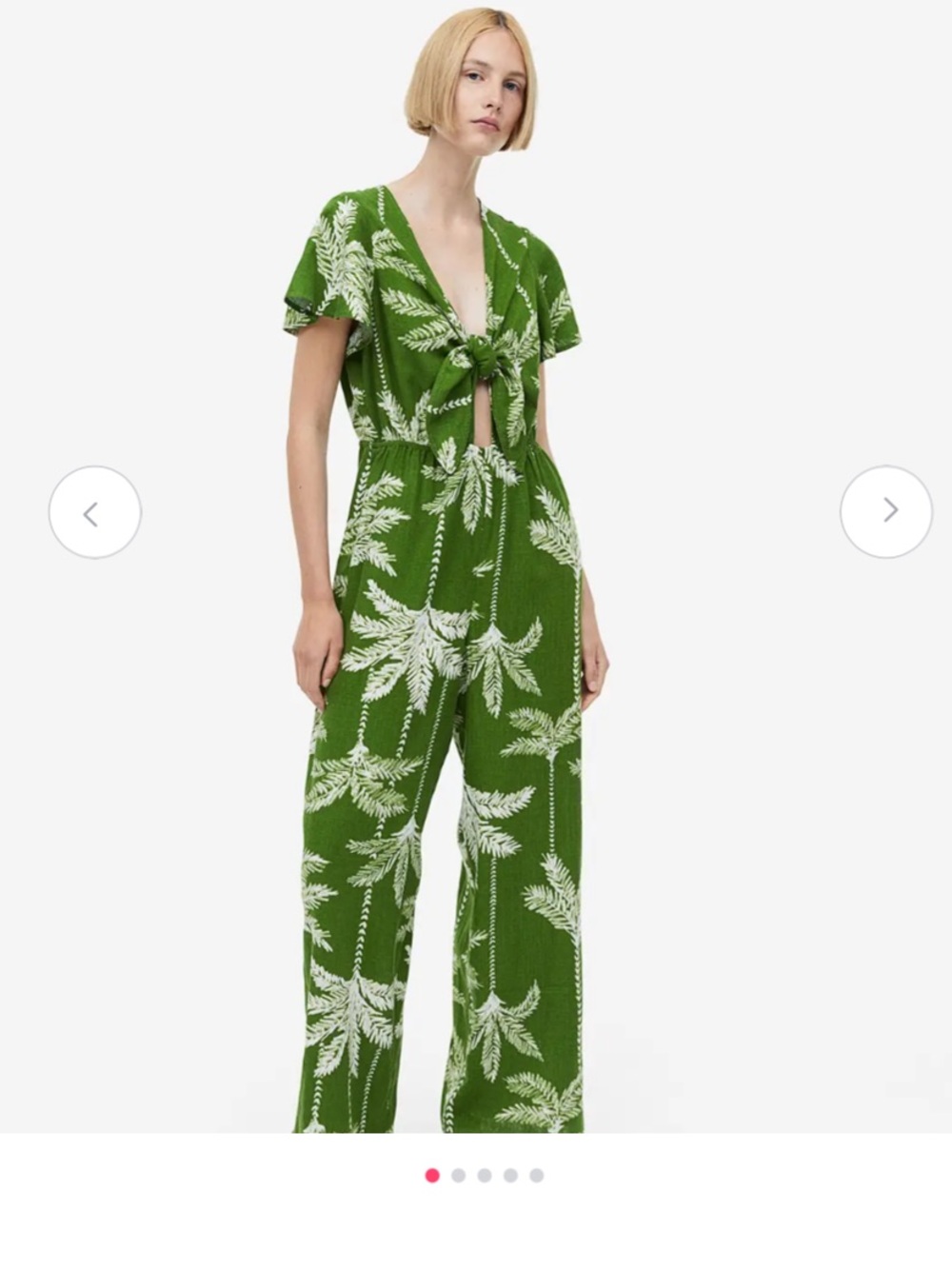 H&M GreenLinen Blend  Botanical Jumpsuit , Size XS